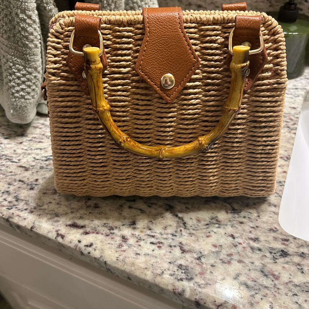 Stylish Tan Woven Handbag